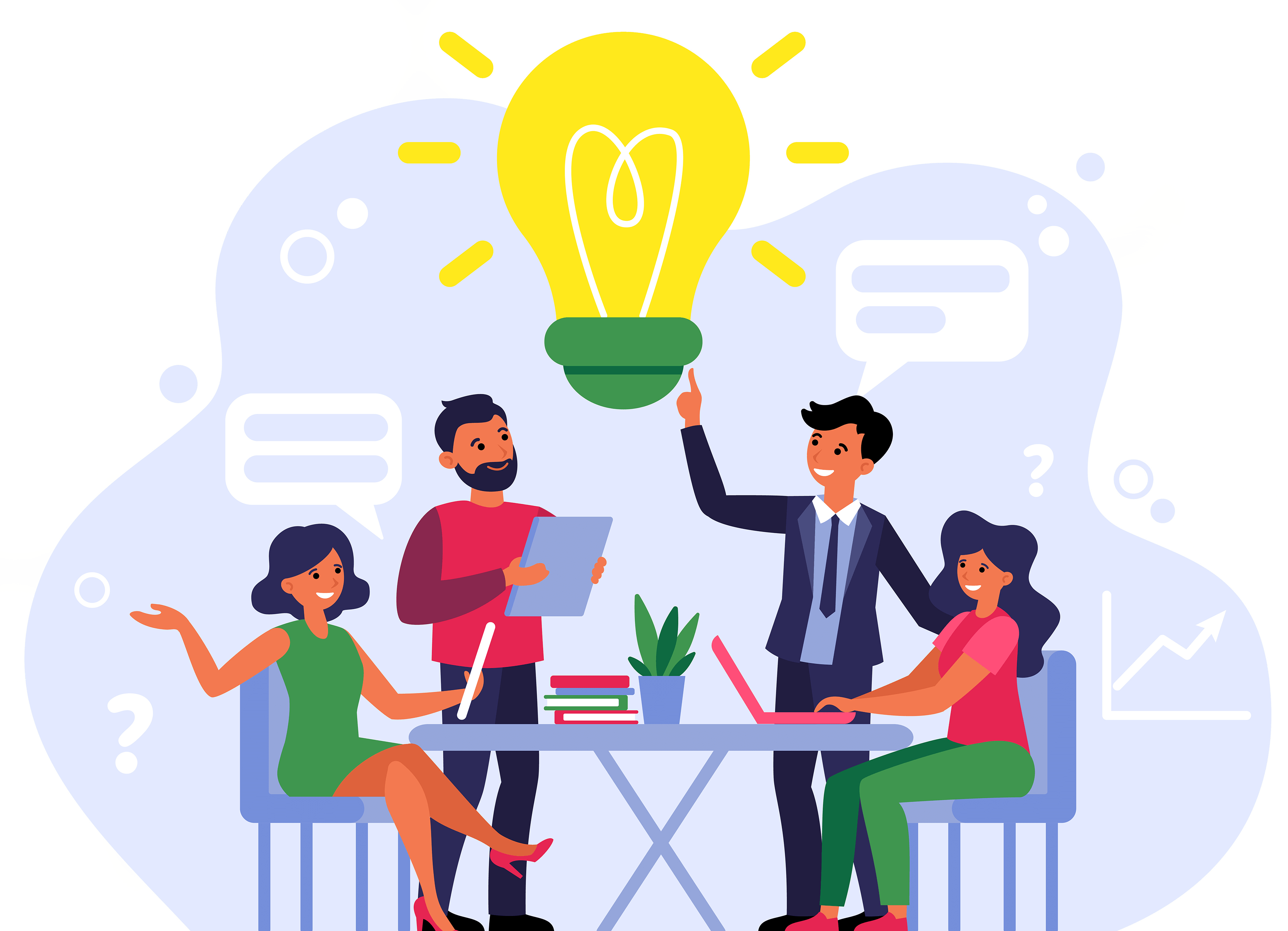 Content creation process with team brainstorming ideas